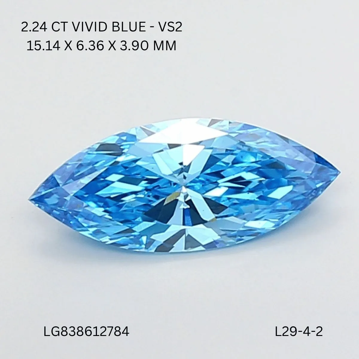 2.24ct MARQUISE Fancy Vivid Blue VS2 Coloured Lab diamond