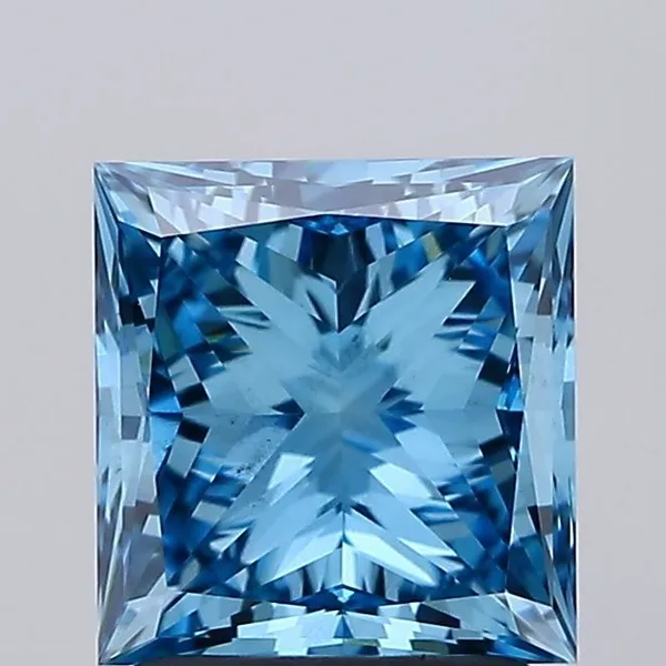 2.01ct PRINCESS Fancy Vivid Blue VS2 Coloured Lab diamond