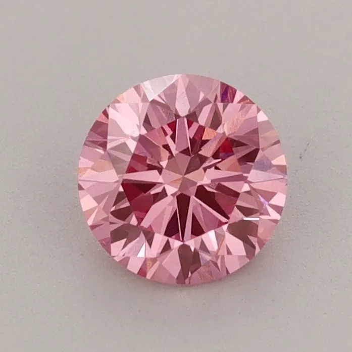 0.74ct ROUND Fancy Vivid Pink VS1 Coloured Lab diamond