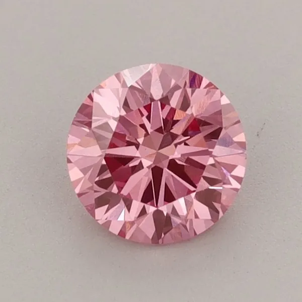 0.74ct ROUND Fancy Vivid Pink VS1 Coloured Lab diamond