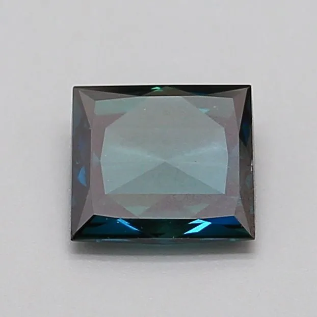 0.68ct PRINCESS Fancy Vivid Green Blue VS2 Coloured Lab diamond