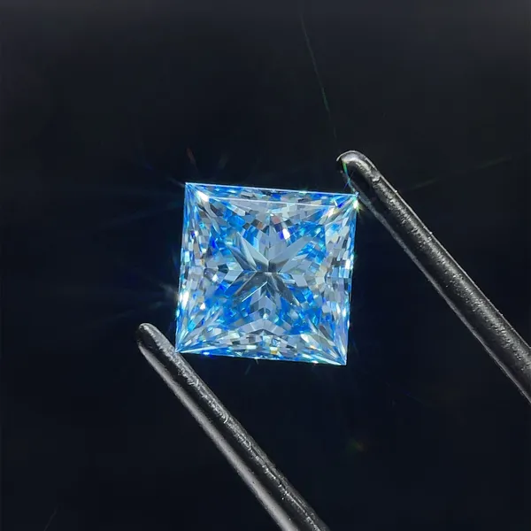 1.76ct PRINCESS Fancy Vivid Blue VS1 Coloured Lab diamond