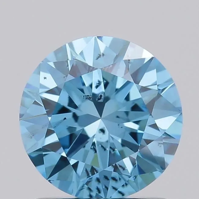 1.06ct ROUND Fancy Vivid Blue SI2 Coloured Lab diamond