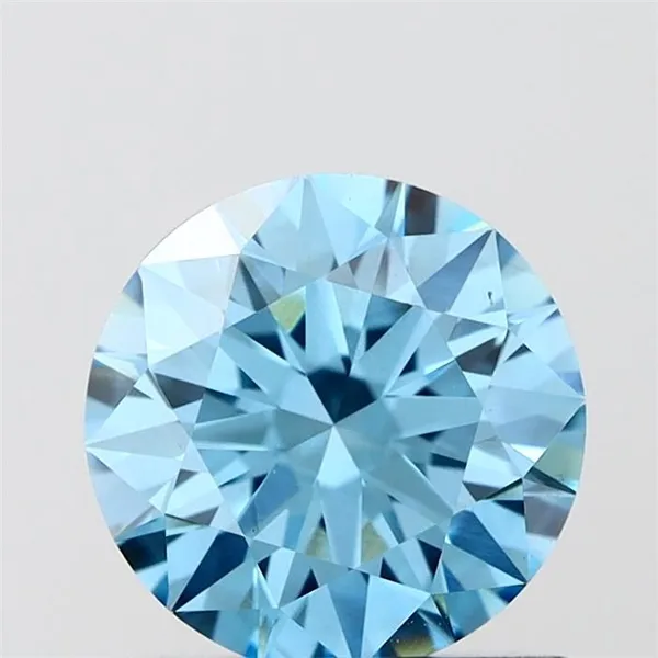 0.92ct ROUND Fancy Vivid Blue VVS2 Coloured Lab diamond