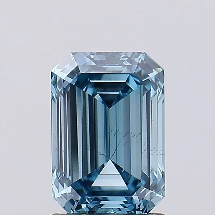 1.55ct EMERALD Fancy Vivid Blue SI1 Coloured Lab diamond
