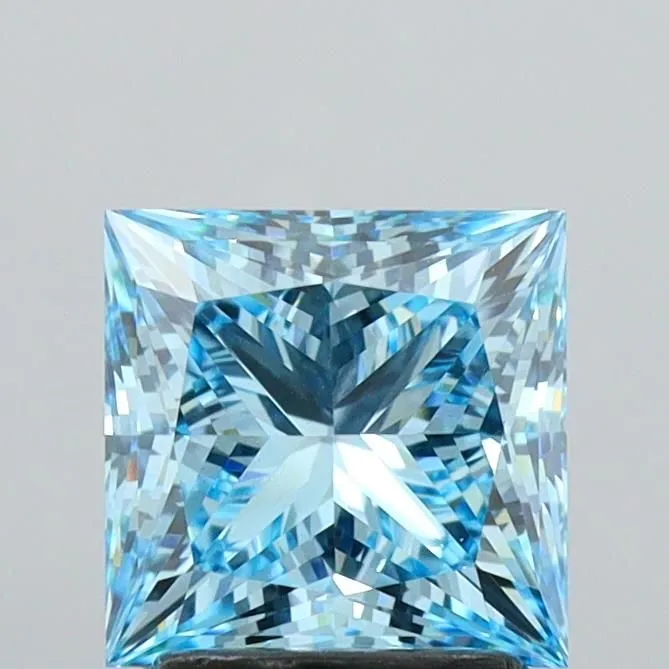 2.26ct PRINCESS Fancy Vivid Blue VVS2 Coloured Lab diamond