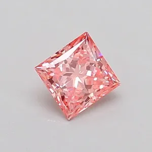 0.34ct PRINCESS Fancy Vivid Pink VVS2 Coloured Lab diamond