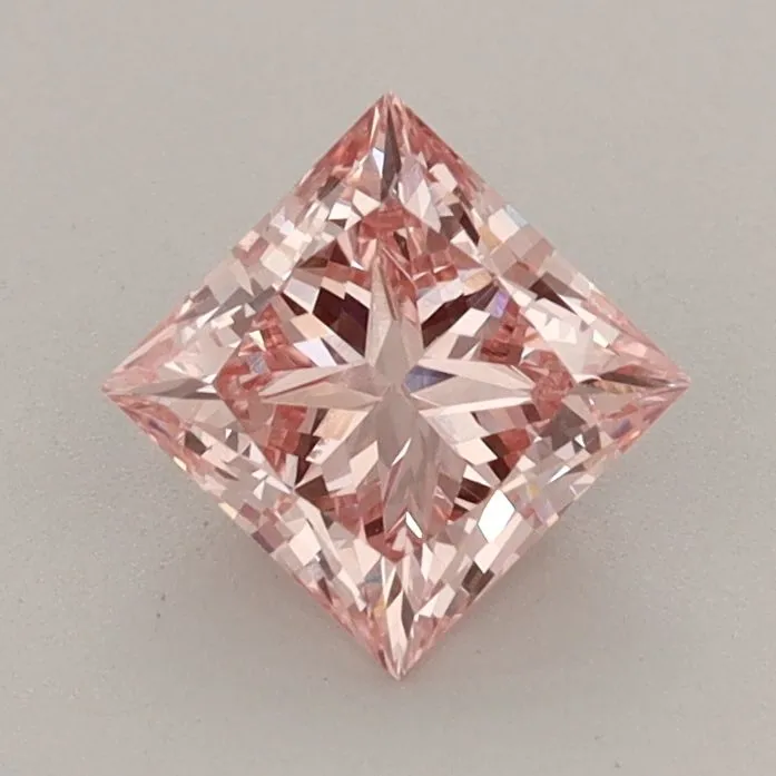0.93ct PRINCESS Fancy Vivid Pink VS2 Coloured Lab diamond