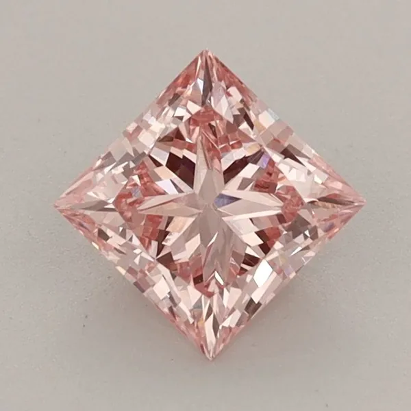 0.93ct PRINCESS Fancy Vivid Pink VS2 Coloured Lab diamond