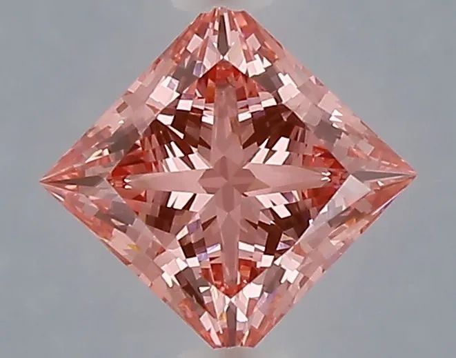 1.07ct PRINCESS Fancy Vivid Pink VVS2 Coloured Lab diamond