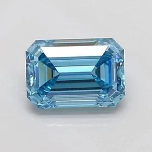 1ct EMERALD Fancy Vivid Blue VS1 Coloured Lab diamond