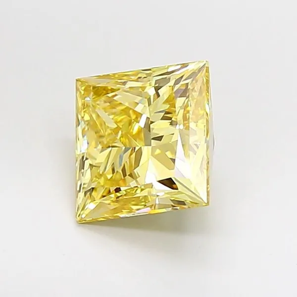 3.03ct PRINCESS Fancy Yellow VVS2 Coloured Lab diamond