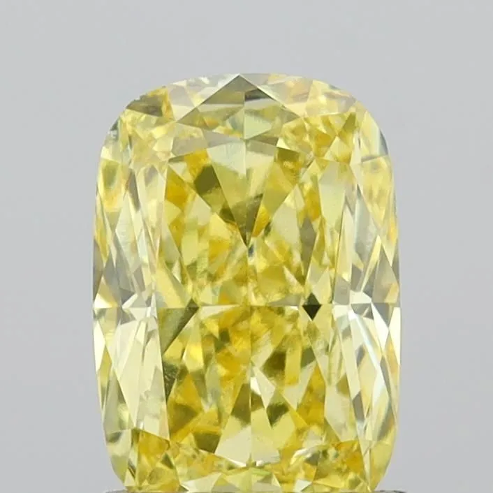 1.21ct CUSHION Fancy Intense Yellow VS1 Coloured Lab diamond