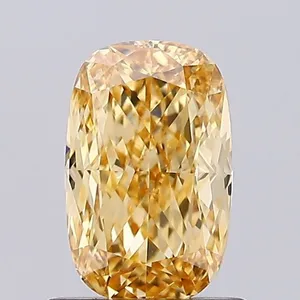 1.02ct CUSHION Fancy Intense Yellow VS1 Coloured Lab diamond