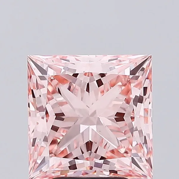 3.91ct PRINCESS Fancy Vivid Pink VS1 Coloured Lab diamond