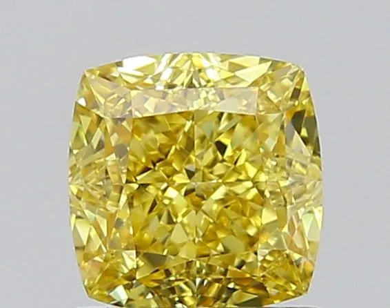 1.07ct CUSHION Fancy Intense Yellow VVS2 Coloured Lab diamond