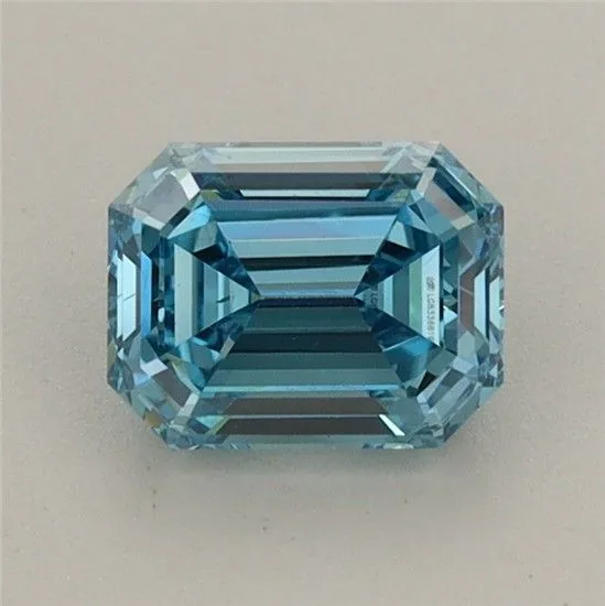 0.95ct EMERALD Fancy Vivid Blue VS1 Coloured Lab diamond