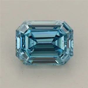 0.95ct EMERALD Fancy Vivid Blue VS1 Coloured Lab diamond