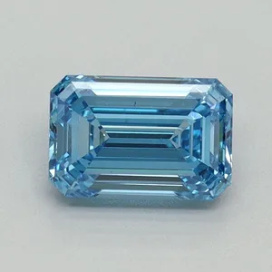 1.01ct EMERALD Fancy Vivid Blue VS1 Coloured Lab diamond
