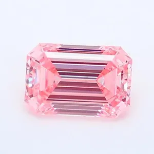 0.88ct EMERALD Fancy Vivid Pink VS2 Coloured Lab diamond