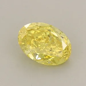 0.58ct OVAL Fancy Vivid Yellow VS1 Coloured Lab diamond