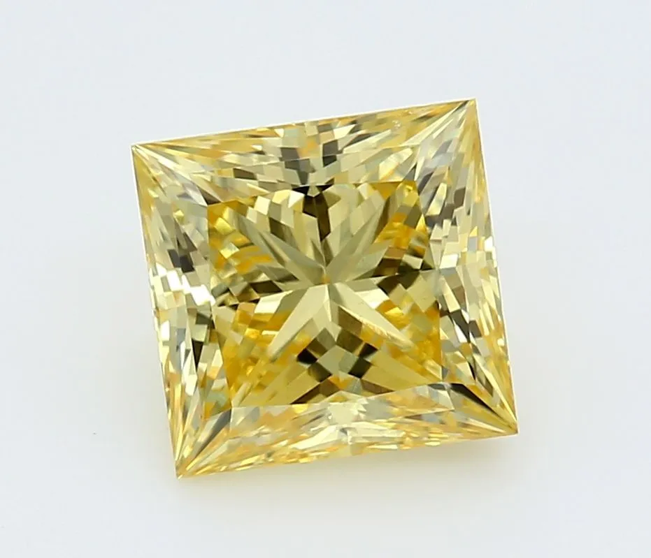 3.11ct PRINCESS Fancy Vivid Yellow VS1 Coloured Lab diamond