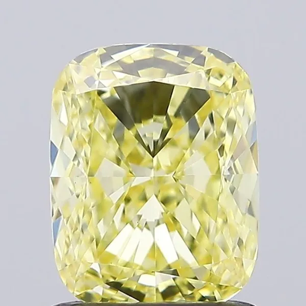 1.19ct CUSHION Fancy Intense Yellow VVS2 Coloured Lab diamond