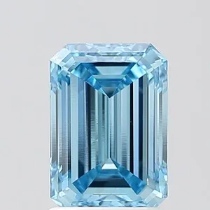 1.7ct EMERALD Fancy Vivid Blue VS1 Coloured Lab diamond
