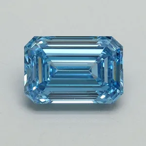 1.04ct EMERALD Fancy Vivid Blue VS1 Coloured Lab diamond
