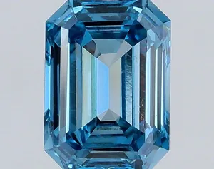 0.55ct EMERALD Fancy Vivid Blue VS1 Coloured Lab diamond