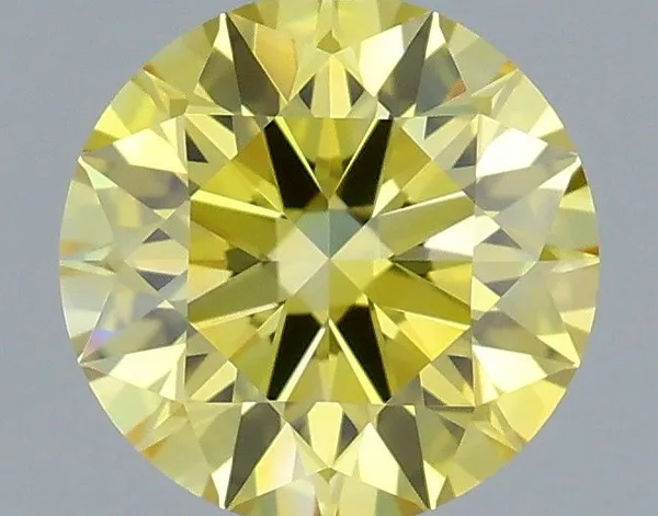 0.63ct ROUND Fancy Vivid Yellow VVS2 Coloured Lab diamond