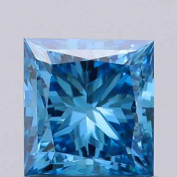 0.94ct PRINCESS Fancy Vivid Blue VVS2 Coloured Lab diamond