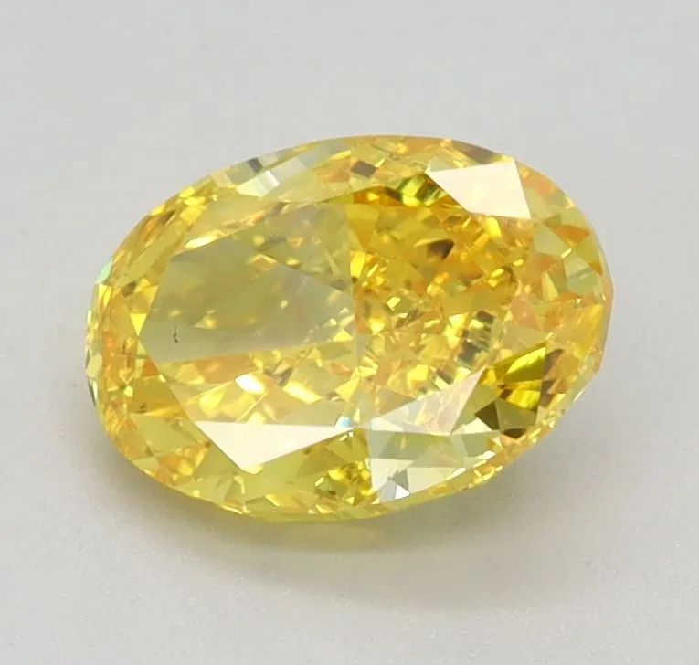 0.91ct OVAL Fancy Vivid Yellow VVS2 Coloured Lab diamond