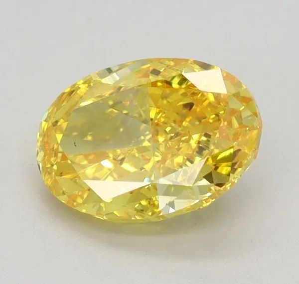 0.91ct OVAL Fancy Vivid Yellow VVS2 Coloured Lab diamond