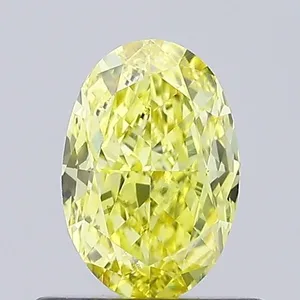 0.6ct OVAL Fancy Vivid Yellow VVS2 Coloured Lab diamond