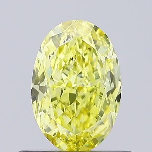 0.6ct OVAL Fancy Vivid Yellow VVS2 Coloured Lab diamond