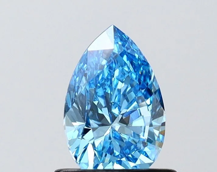 0.77ct PEAR Fancy Vivid Blue VS1 Coloured Lab diamond