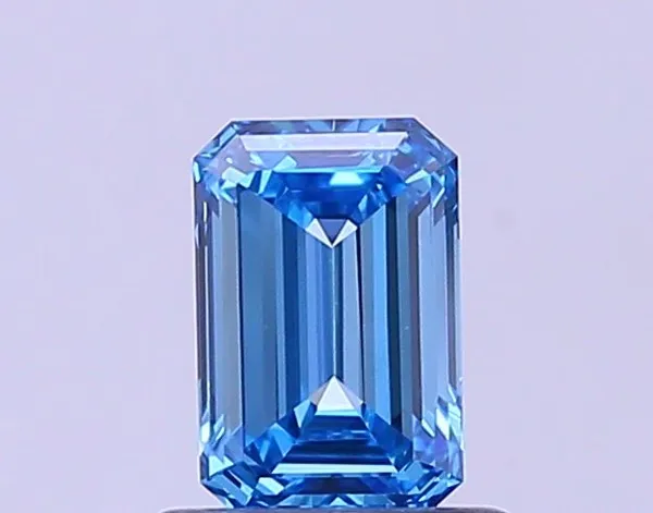 0.71ct EMERALD Fancy Vivid Blue VS1 Coloured Lab diamond