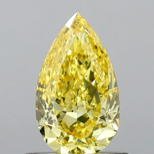 0.88ct PEAR Fancy Vivid Yellow SI1 Coloured Lab diamond