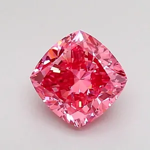 0.9ct CUSHION Fancy Vivid Pink VS1 Coloured Lab diamond
