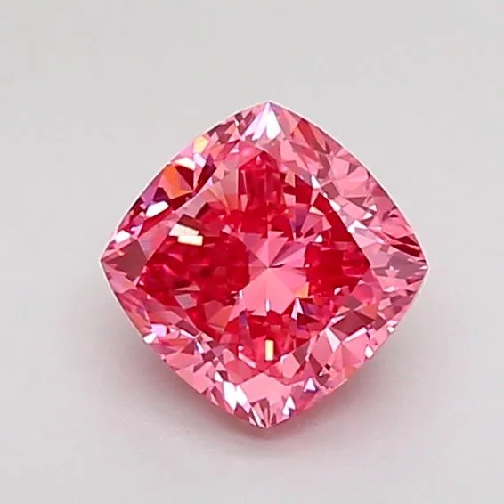 0.9ct CUSHION Fancy Vivid Pink VS1 Coloured Lab diamond