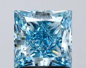 2ct PRINCESS Fancy Vivid Blue VS1 Coloured Lab diamond