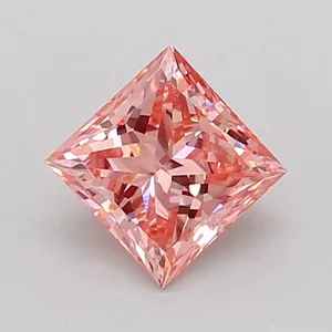 0.9ct PRINCESS Fancy Vivid Pink VS1 Coloured Lab diamond