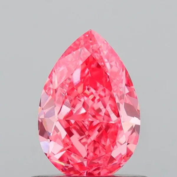 0.74ct PEAR Fancy Vivid Pink VVS2 Coloured Lab diamond