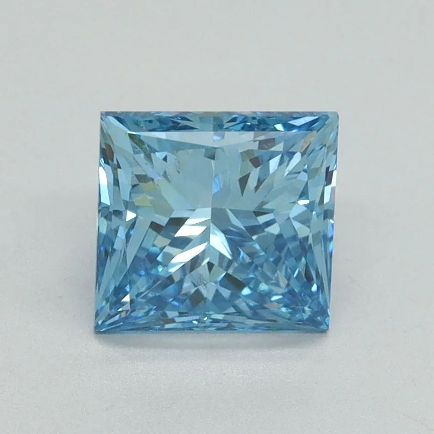 1.51ct PRINCESS Fancy Vivid Blue VS2 Coloured Lab diamond