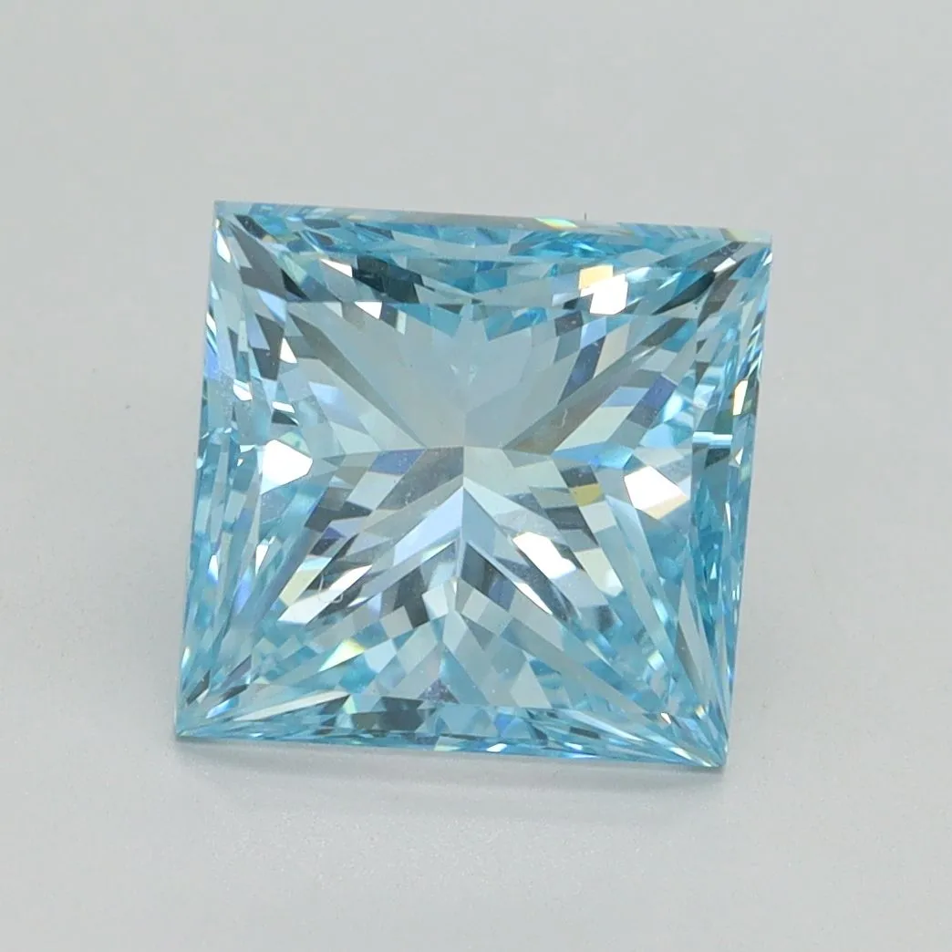 3.50ct PRINCESS Fancy Vivid Blue VS1 Coloured Lab diamond