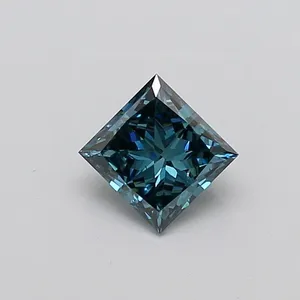 1.02ct PRINCESS Fancy Vivid Greenish Blue SI1 Coloured Lab diamond