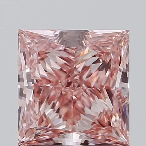 1.70ct PRINCESS Fancy Vivid Pink VS2 Coloured Lab diamond