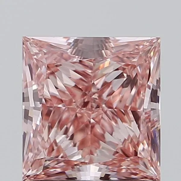 1.7ct PRINCESS Fancy Vivid Pink VS2 Coloured Lab diamond