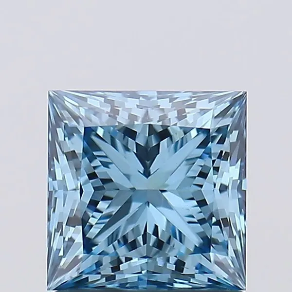 1.19ct PRINCESS Fancy Vivid Blue VVS2 Coloured Lab diamond